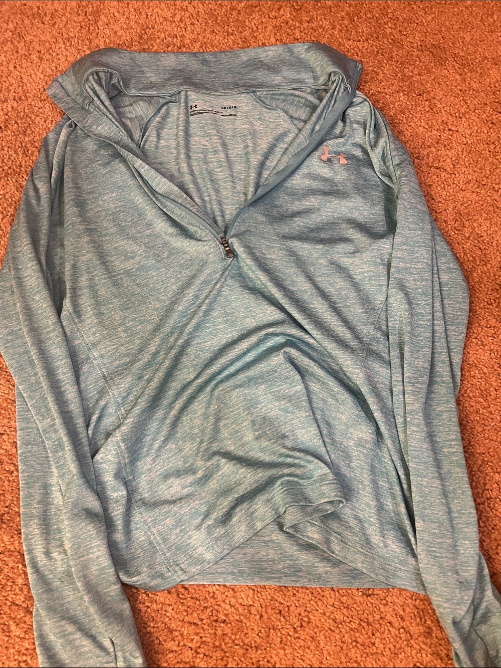 Under Armour Light Heathered Teal Half-Zip Performance Top